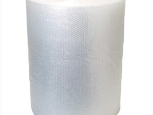 Large roll of transparent bubble wrap for protective packaging.